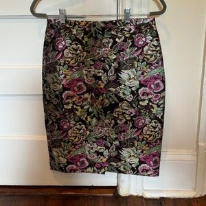 JCrew Collection Pencil Skirt in Metallic Floral